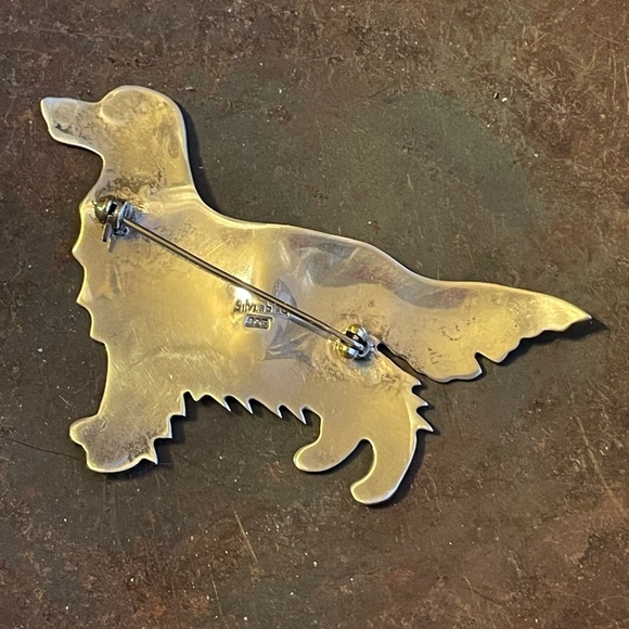 Sterling Irish Setter Golden Retriever Brooch/Handmade Dog Brooch Silver - Picture 9 of 11